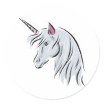 white unicorn head stickers