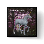 White Unicorn In Forest Fantasy Button
