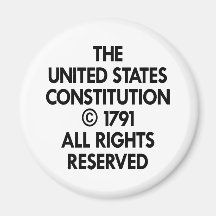 White Us Constitution Reserved Magnet