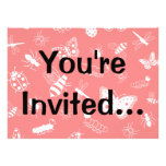 White Vector Bugs & Butterflies (Poppy Red Back) Custom Invite