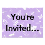 White Vector Bugs & Butterflies (Purple Back) Custom Invite