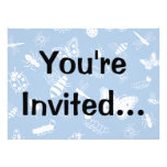 White Vector Bugs & Butterflies (Sky Blue Back) Invitations