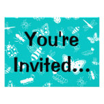 White Vector Bugs & Butterflies (Teal Background) Custom Invites