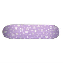 White Vector Bugs & Flowers (Purple Background) Custom Skateboard
