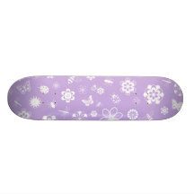White Vector Bugs & Flowers (Version B Purple) Skate Board Decks