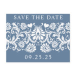 White Vintage Damask Rich Aqua Blue Post Cards