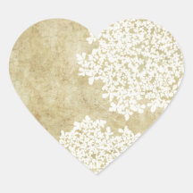 White Vintage Floral Envelope Seal Heart Sticker