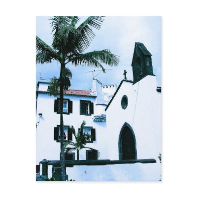 White wall Buildings at Funchal Portugal Postcards by webgrrl