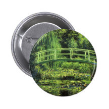 White Water Lilies by Monet, Vintage Impressionism Pinback Buttons