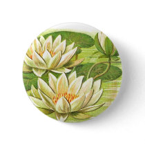 White Waterlilies Pinback Button