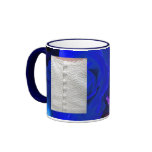 White Wedding Dress With Blue Purple Roses mugs
