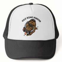 White Wild Boar Hunter Trucker Hat