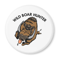 White Wild Boar Hunter Refrigerator Magnets