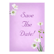 White Wildflowers / Lavender Wedding Save The Date Personalised Invite