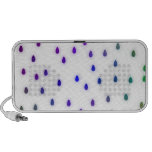 White with rainbow colour rain drops. mp3 speakers