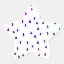 White with rainbow colour rain drops. stickers