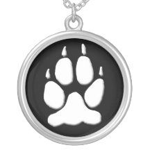 White Wolf Paw Print Pendant