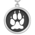 White Wolf Paw Print Pendant necklaces