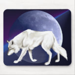 White Wolf with Half Moon Mousepad