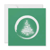 White Zen Christmas Tree Personalized Invite
