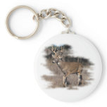 Whitetail deer in the field keychains