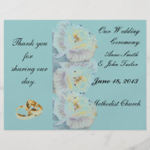Whitw roses Wedding Program Personalized Flyer