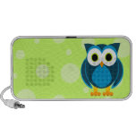 Who? Mr. Blue Owl Green Background and Dots Portable Speakers