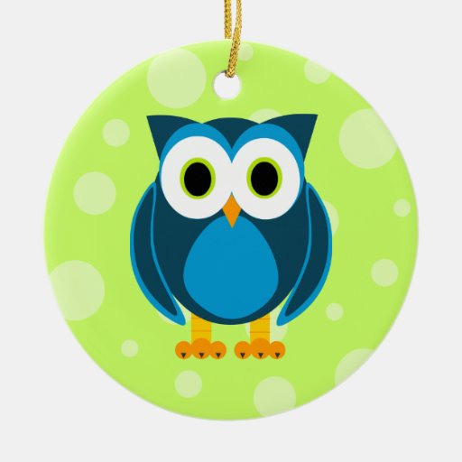 Who? Mr. Blue Owl Green Background Ornament