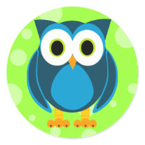 Who? Mr. Owl Cartoon Round Stickers