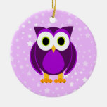 Who? Mrs. Purple Owl Star Background Ornaments