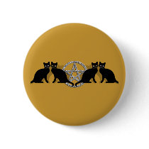 Wicca Magic Pentagram with Black Cat Familiar set Button