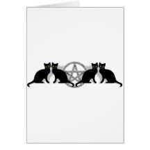 Wicca Magic Pentagram with Black Cat Familiar set Cards