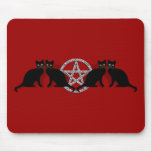Wicca Magic Pentagram with Black Cat Familiar set mousepads