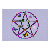 Wiccan Star and Butterflies Personalised Invites