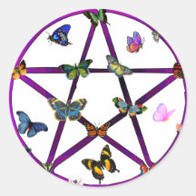 Wiccan Star and Butterflies Stickers