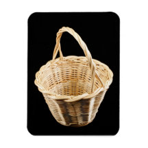 Wicker basket on black background rectangle magnet
