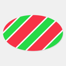 Wide Christmas Stripes Oval Sticker