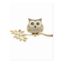 Wide Eyes Owl in Tree Postcards