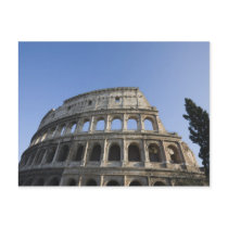 Wide view looking up at the Roman Colosseum with Postcard