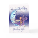 Wife Cute Birthday card, purple dragon with fairy
