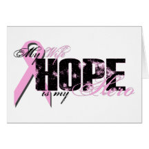 Wife My Hero - Breast Cancer Hope Greeting Card