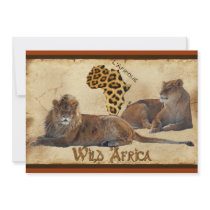 Wild Africa, Lions, Map Travel Agents Cards Invitation
