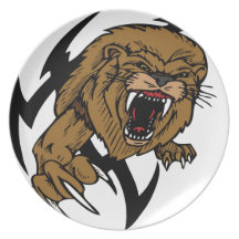 Wild and Brown Lion roaring Party Plate