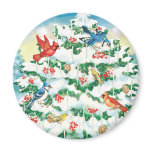 Wild Birds in Nature with Starlit Christmas Tree Fridge Magnet