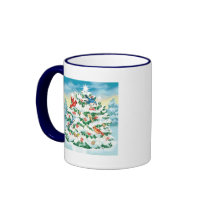 Wild Birds in Nature with Starlit Christmas Tree Mug