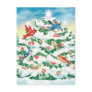 Wild Birds in Nature with Starlit Christmas Tree Postcard