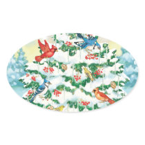 Wild Birds in Nature with Starlit Christmas Tree Stickers