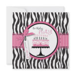 Wild Birthday Cake Card Square Pink invitations