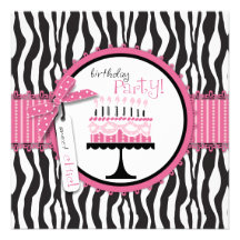 Wild Birthday Cake Card Square Pink Custom Announcement