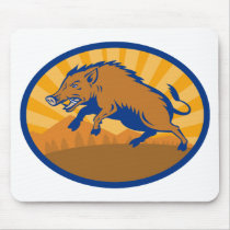 Wild Boar Pig Razorback Hog attacking Mouse Pads